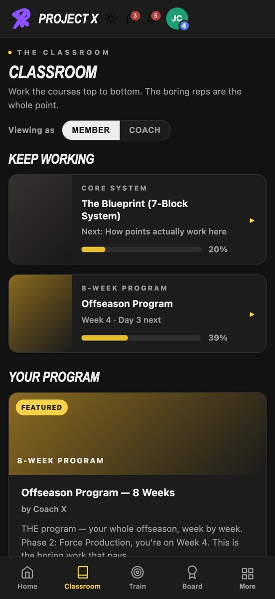 Project X classroom program screen