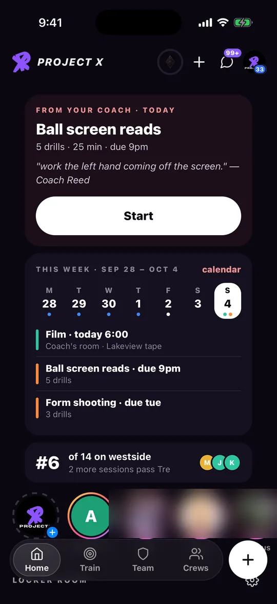 A player's home with the coach's workout on top